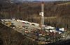 aerial view of a fracking well pad