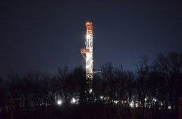 A natural gas drilling rig