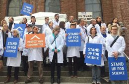 scientists at a protest