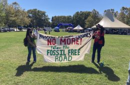 Student activists with sign