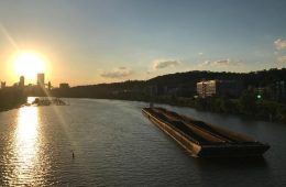Ohio River with a barge