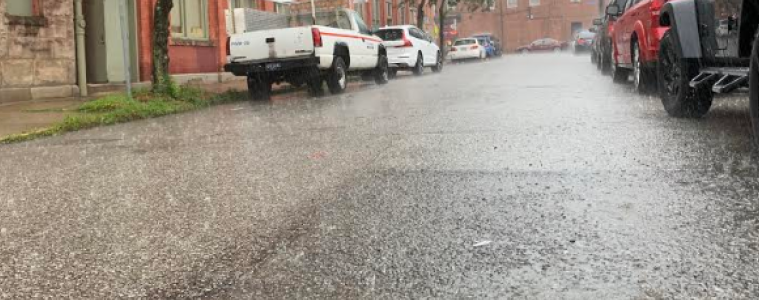 Rain on a city street