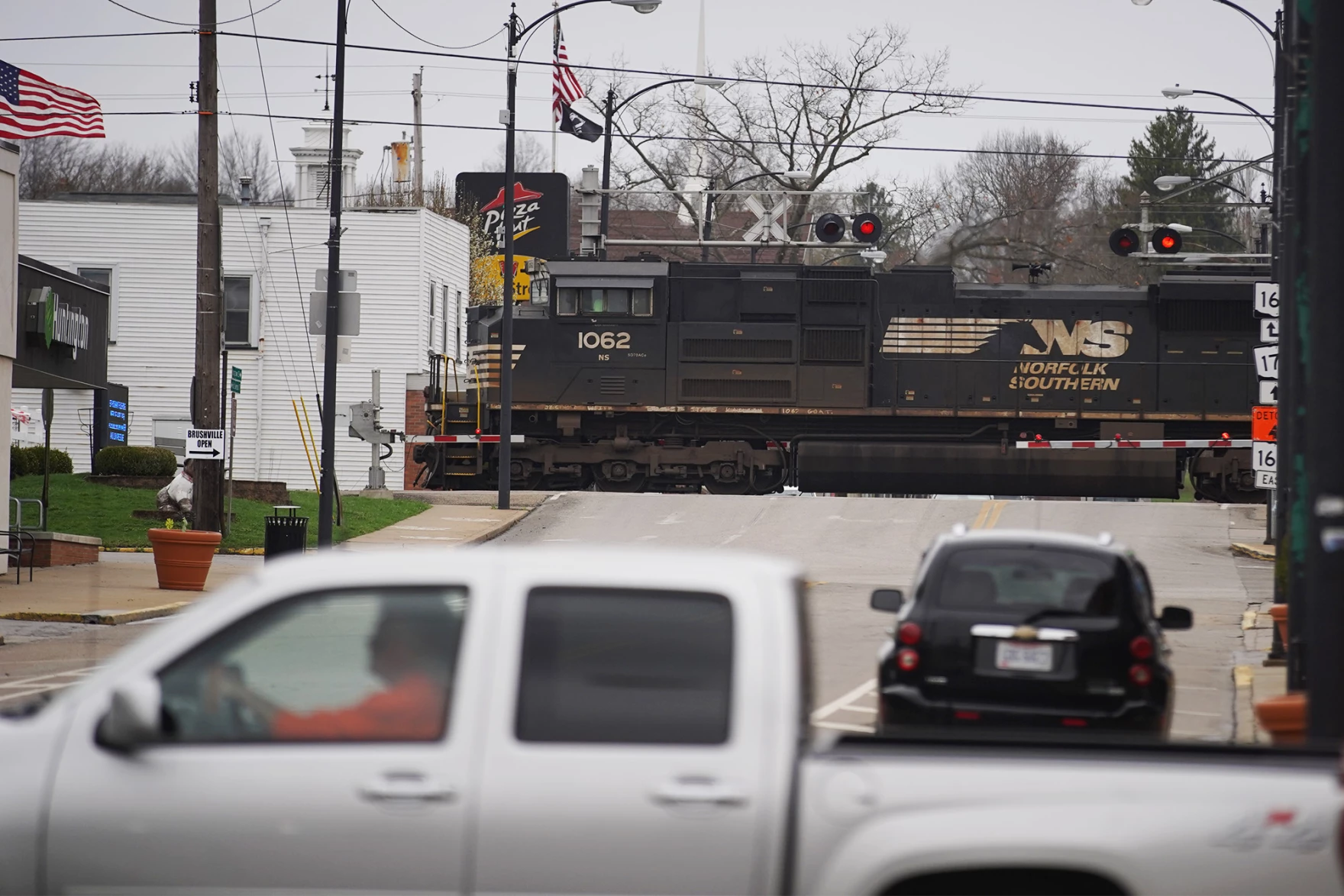 A train passes through East Palestine, Ohio,