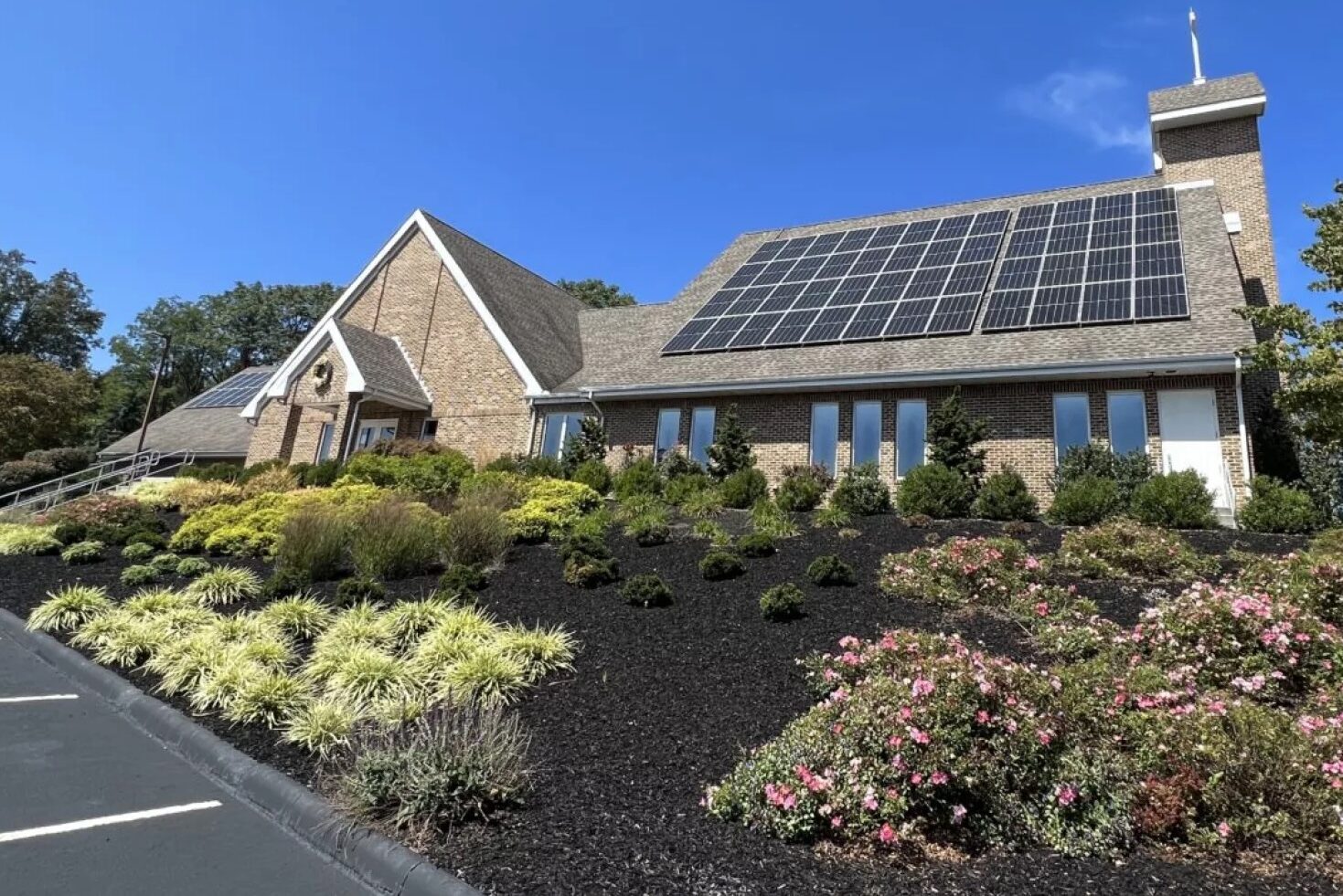 A church with solar panels