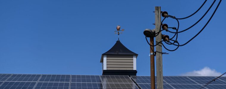 Solar panels on a rooftop