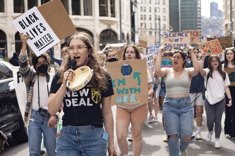 Young people protesting in Pittsburgh